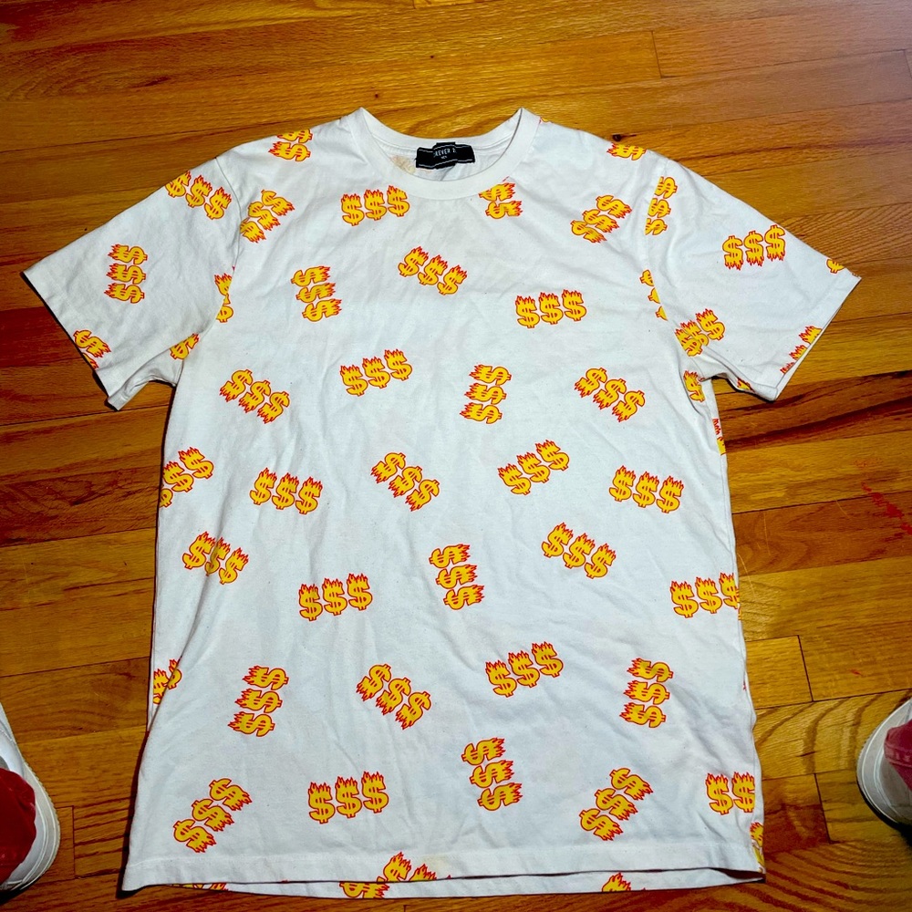 Forever 21 Flaming Dollar-sign patterned T-Shirt, Size M